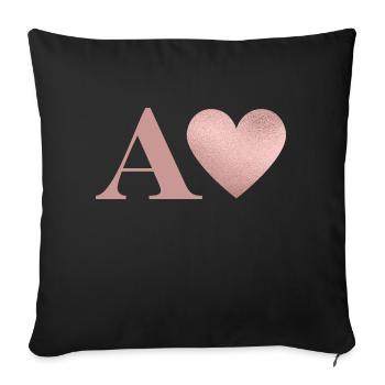 Rose Gold Heart Letter - Sofa pillowcase 17,3'' x 17,3'' (45 x 45 cm) - black - Front