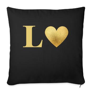 Letter l Golden Heart - Sofa pillowcase 17,3'' x 17,3'' (45 x 45 cm) - black - Front