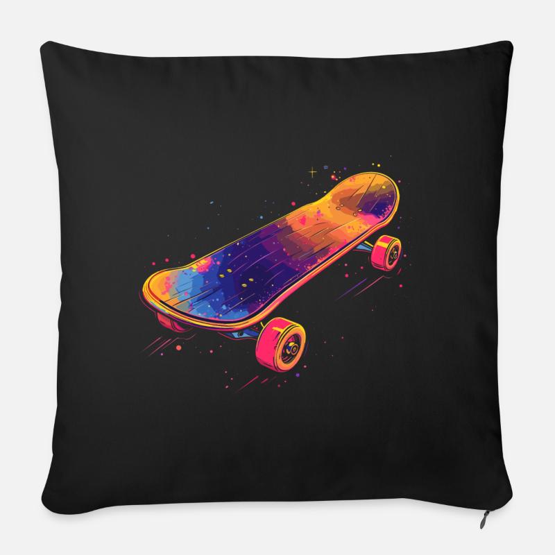 Skateboard Illustration - Sofakissenbezug 45 x 45 cm - Schwarz
