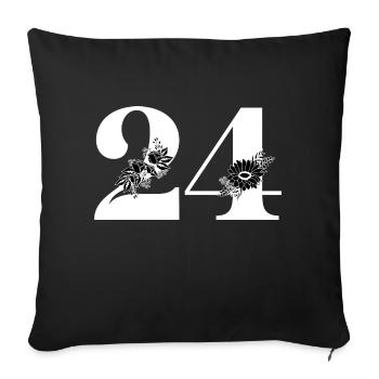 Number 24 Black Floral -24th Floral Anniversary - Sofa pillowcase 17,3'' x 17,3'' (45 x 45 cm) - black - Front