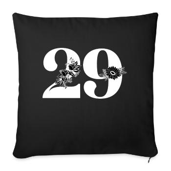 Numéro 29 floral noir -29e anniversaire floral - Housse de coussin décorative 45 x 45 cm - noir - Devant