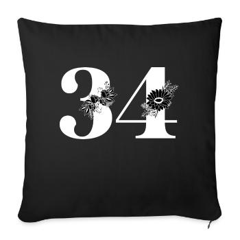 Number 34 Black Floral - 34th Floral Birthday - Sofa pillowcase 17,3'' x 17,3'' (45 x 45 cm) - black - Front