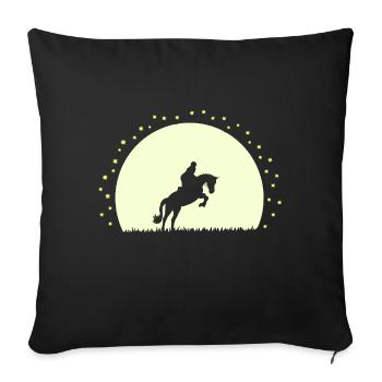 Silhouette Cheval Équestre Nocturne - Housse de coussin décorative 45 x 45 cm - noir - Devant