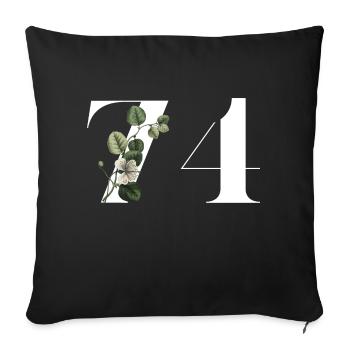 Number 74 Floral Green - 74th Floral Birthday - Sofa pillowcase 17,3'' x 17,3'' (45 x 45 cm) - black - Front