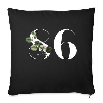 Number 86 Floral Green - 86th Floral Birthday - Sofa pillowcase 17,3'' x 17,3'' (45 x 45 cm) - black - Front