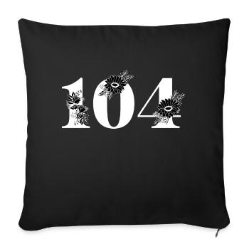 Numéro 104 floral noir - 104e anniversaire floral - Housse de coussin décorative 45 x 45 cm - noir - Devant