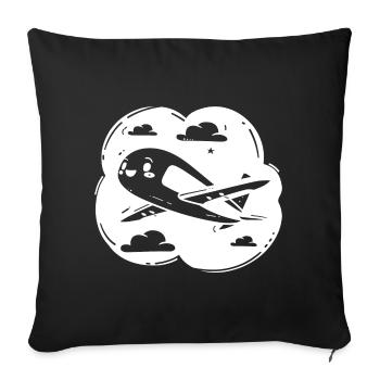 Dessin de l’avion d’hélice - Housse de coussin décorative 45 x 45 cm - noir - Devant