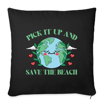 Bathing beach & sea plastic-free against pollution - Sofa pillowcase 17,3'' x 17,3'' (45 x 45 cm) - black - Front