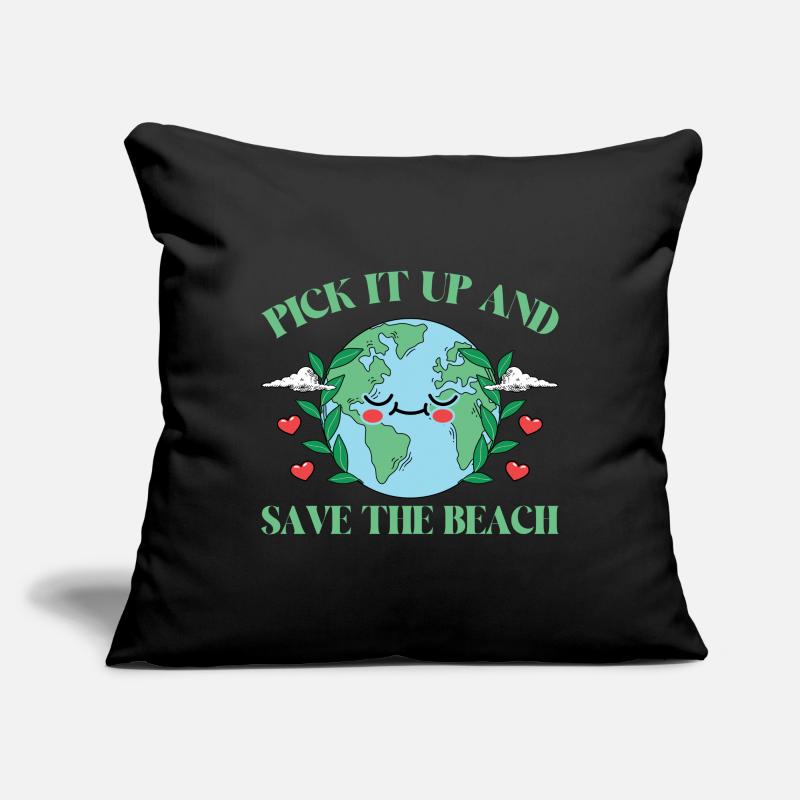 Bathing beach & sea plastic-free against pollution Sofa pillowcase 17,3'' x 17,3'' (45 x 45 cm)