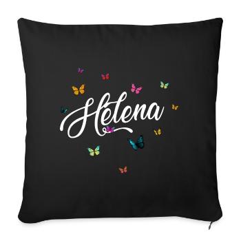 HELENA - Mädchen Name mit bunten Schmetterlingen - Sofakissenbezug 45 x 45 cm - Schwarz - Vorne