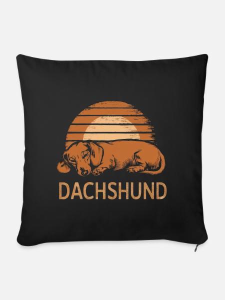 Dachshund Vintage Sunset - Sofakissenbezug 45 x 45 cm - Schwarz