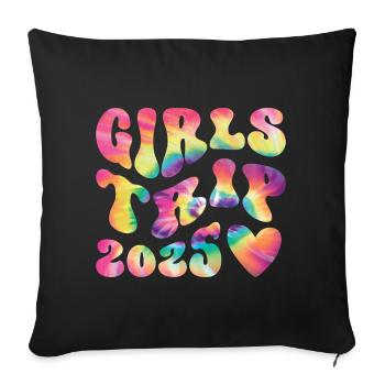 Week-end Filles Femmes Filles Voyage 2025 - Housse de coussin décorative 45 x 45 cm - noir - Devant