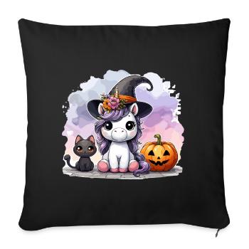 Halloween Unicorn Witch Hat Cat Cute Pumpkin - Sofa pillowcase 17,3'' x 17,3'' (45 x 45 cm) - black - Front