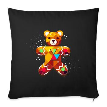 Ours en pain d’épice sucré – Design festif de Noël - Housse de coussin décorative 45 x 45 cm - noir - Devant