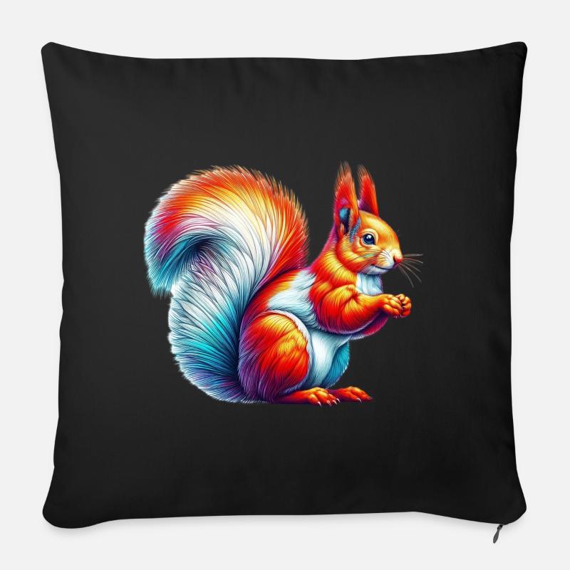 Eichhörnchen - Sofakissenbezug 45 x 45 cm - Schwarz