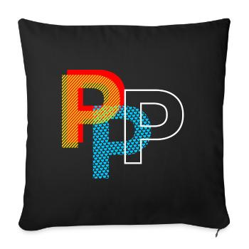 Letter P - Sofa pillowcase 17,3'' x 17,3'' (45 x 45 cm) - black - Front