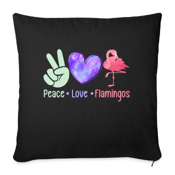 Paix Amour Flamants roses Oiseau Rose Mignon - Housse de coussin décorative 45 x 45 cm - noir - Devant