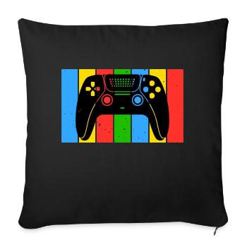 Manette de gaming gaming rétro vintage - Housse de coussin décorative 45 x 45 cm - noir - Devant
