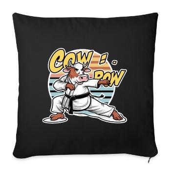 Cow Karate Dojo Retro - Sofa pillowcase 17,3'' x 17,3'' (45 x 45 cm) - black - Front