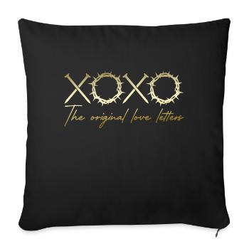 xoxo love you amore Fleurs Femmes Saint Valentin - Housse de coussin décorative 45 x 45 cm - noir - Devant