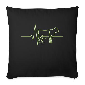 t Vache Agriculteur Battement de cœur - Housse de coussin décorative 45 x 45 cm - noir - Devant