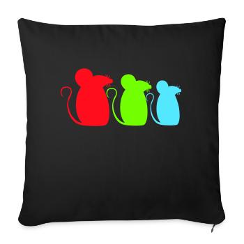 3 souris équipe trois amis fête équipage silhouette - Housse de coussin décorative 45 x 45 cm - noir - Devant