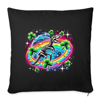 Dino St. Patrick's Day Skelett Kleeblatt - Sofakissenbezug 45 x 45 cm - Schwarz - Vorne