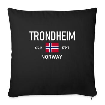 Trondheim - Norway - Coordinates - Flag - Sofa pillowcase 17,3'' x 17,3'' (45 x 45 cm) - black - Front