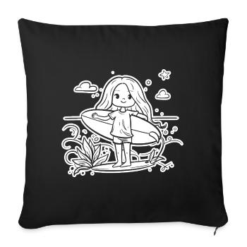 Surfer Girl Cartoon - Sofa pillowcase 17,3'' x 17,3'' (45 x 45 cm) - black - Front