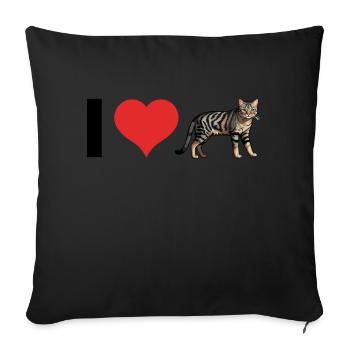 J’aime les chats domestiques - Autocollant pour animaux de compagnie - Housse de coussin décorative 45 x 45 cm - noir - Devant