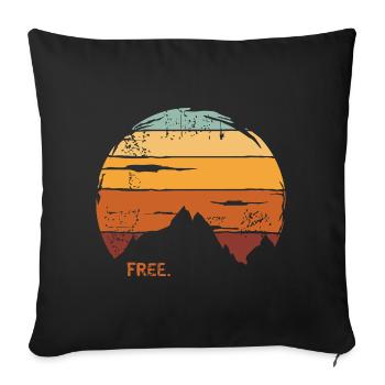Retro Outdoor Mountain Icon with Sunset - Sofa pillowcase 17,3'' x 17,3'' (45 x 45 cm) - black - Front