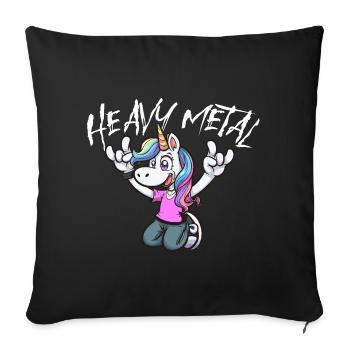 Licorne Métal Road Trip Design Enfants Filles - Housse de coussin décorative 45 x 45 cm - noir - Devant
