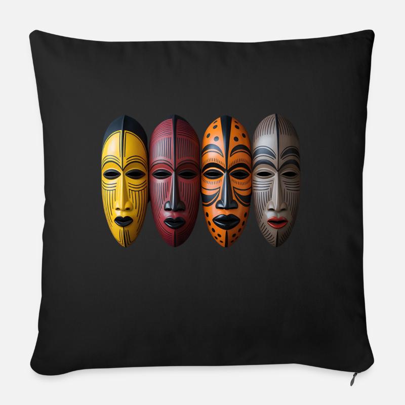 Afrikanische Maske - Sofakissenbezug 45 x 45 cm - Schwarz