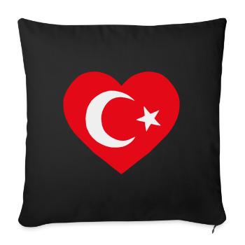 Cœur drapeau turc - Housse de coussin décorative 45 x 45 cm - noir - Devant