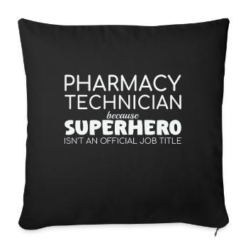 Pharmacy technician Superhero - Sofa pillowcase 17,3'' x 17,3'' (45 x 45 cm) - black - Front