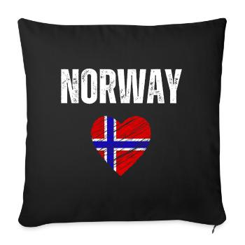 J’aime la Norvège, drapeau de la Norvège - Housse de coussin décorative 45 x 45 cm - noir - Devant