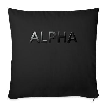 Alpha, matte, black, typo, font - Sofa pillowcase 17,3'' x 17,3'' (45 x 45 cm) - black - Front