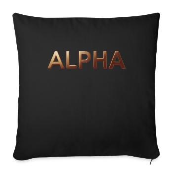 Alpha, matte, gold, typo, font, glossy - Sofa pillowcase 17,3'' x 17,3'' (45 x 45 cm) - black - Front