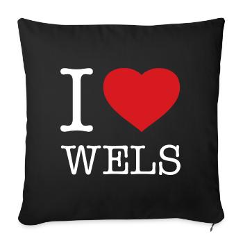 I Love Wels - Sofa pillowcase 17,3'' x 17,3'' (45 x 45 cm) - black - Front