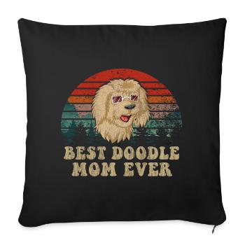 Sunset Dog Best Golden Doodle Mom - Sofa pillowcase 17,3'' x 17,3'' (45 x 45 cm) - black - Front
