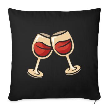 Two wine glasses for toasting - Sofa pillowcase 17,3'' x 17,3'' (45 x 45 cm) - black - Front