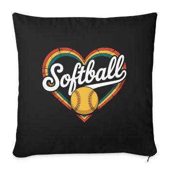 Softball du cœur - Housse de coussin décorative 45 x 45 cm - noir - Devant