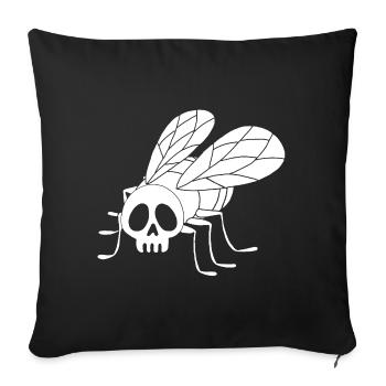 Crâne de mouche (blanc) - Housse de coussin décorative 45 x 45 cm - noir - Devant
