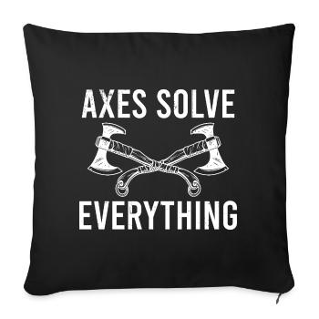 Mythologie viking Valhalla guerrier hache dictons - Housse de coussin décorative 45 x 45 cm - noir - Devant