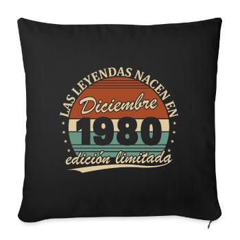 Décembre 1980 Rétro Vintage Cadeau d’anniversaire - Housse de coussin décorative 45 x 45 cm - noir - Devant