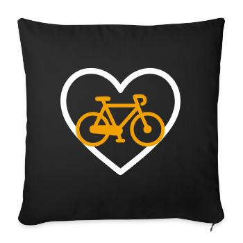 Cycling Heart Bike Sport Passion Gift - Sofa pillowcase 17,3'' x 17,3'' (45 x 45 cm) - black - Front