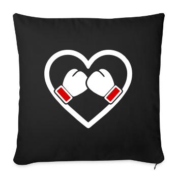 Boxe Coeur Gants Sport Force Cadeau - Housse de coussin décorative 45 x 45 cm - noir - Devant