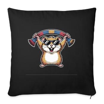 Hamster with Sunglasses Scarf - Sofa pillowcase 17,3'' x 17,3'' (45 x 45 cm) - black - Front