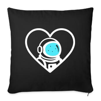 Astronaut Heart Space Cosmic Helmet - Sofa pillowcase 17,3'' x 17,3'' (45 x 45 cm) - black - Front
