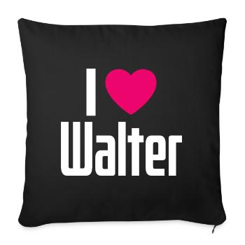 J’adore Walter Cœur Rose J’aime Walter - Housse de coussin décorative 45 x 45 cm - noir - Devant